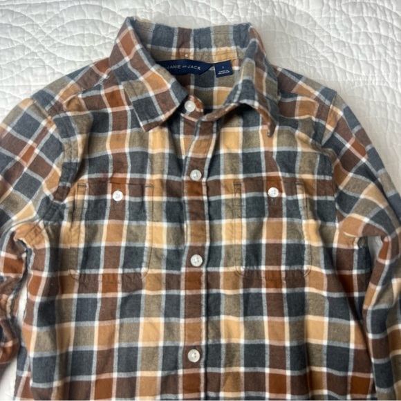 Janie and Jack Tartan Flannel Button Down Shirt 7 - Picture 2 of 5
